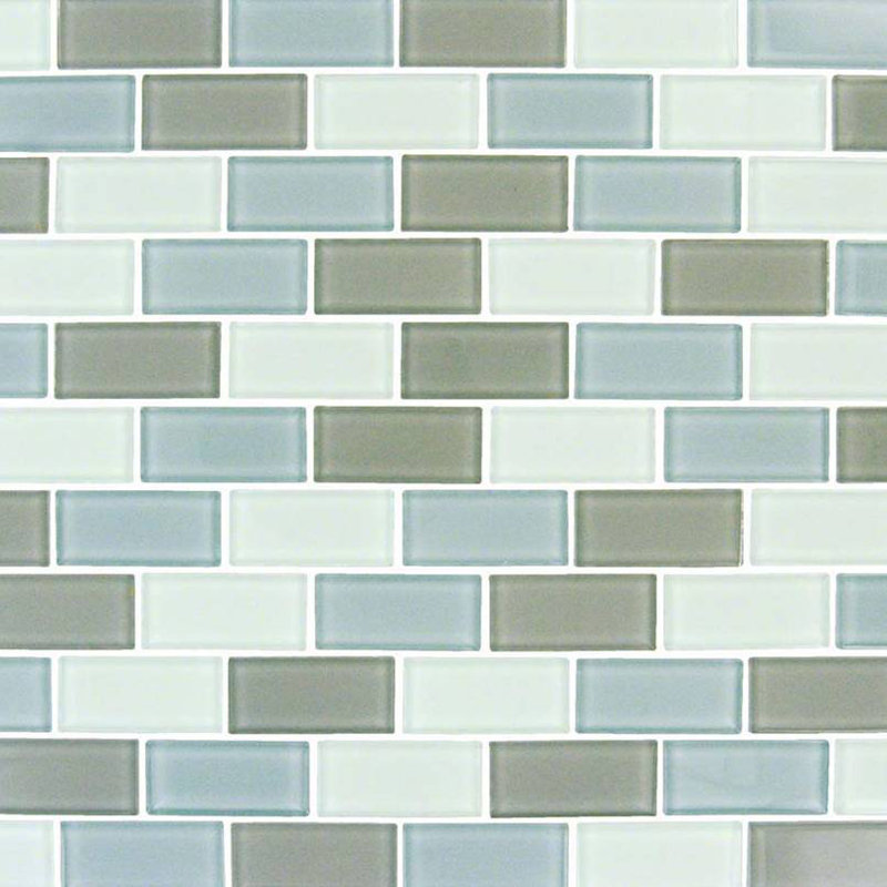 MSI Majestic Ocean Brick 1" x 2" Glass Mosaic Tile in Gray & Reviews